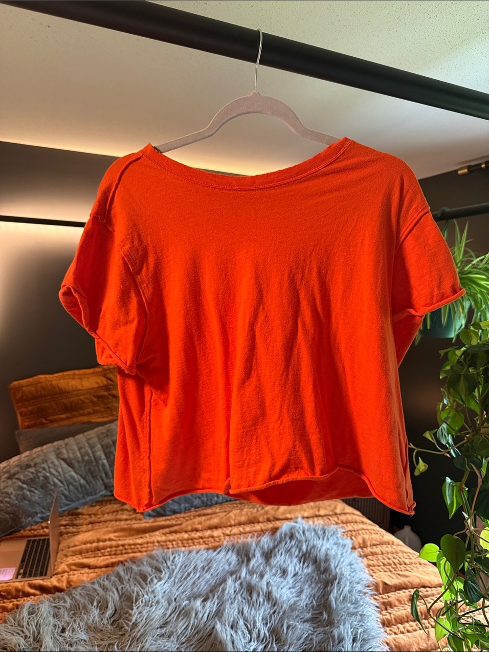We The Free Cropped Boxy Tee in Bright Orange